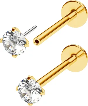 Threadless Flat Back Nose Stud 18g 16g 20g - Real G23 Titanium Flatback Stud Earrings - Tragus, Helix, Conch Push Pin Earring Studs - Secure & Easy Fit Threadless Nose Stud - 6mm 8mm Flat Back Nose Ring