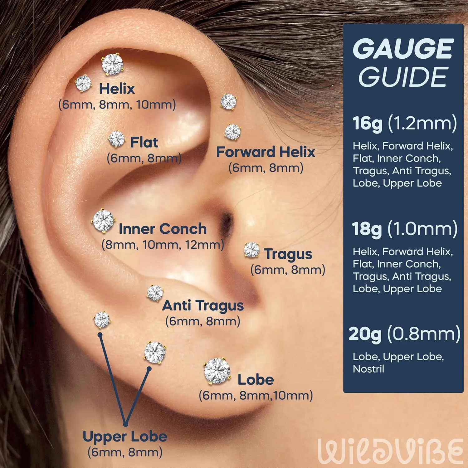 Threadless Flat Back Nose Stud 18g 16g 20g - Real G23 Titanium Flatback Stud Earrings - Tragus, Helix, Conch Push Pin Earring Studs - Secure & Easy Fit Threadless Nose Stud - 6mm 8mm Flat Back Nose Ring