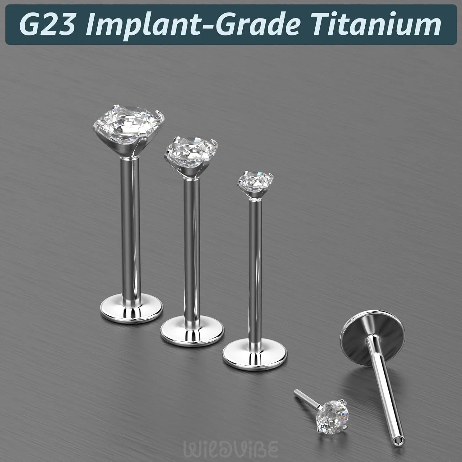 Threadless Flat Back Nose Stud 18g 16g 20g - Real G23 Titanium Flatback Stud Earrings - Tragus, Helix, Conch Push Pin Earring Studs - Secure & Easy Fit Threadless Nose Stud - 6mm 8mm Flat Back Nose Ring