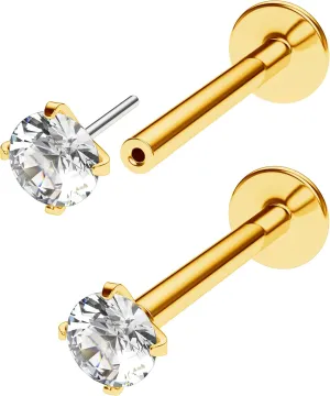 Threadless Flat Back Nose Stud 18g 16g 20g - Real G23 Titanium Flatback Stud Earrings - Tragus, Helix, Conch Push Pin Earring Studs - Secure & Easy Fit Threadless Nose Stud - 6mm 8mm Flat Back Nose Ring