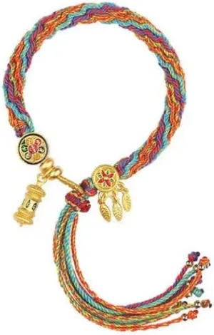 Tibetan Style Hand Woven Bracelet Mini Tibetan Buddhist Mantra Hand Prayer Wheel Bracelets