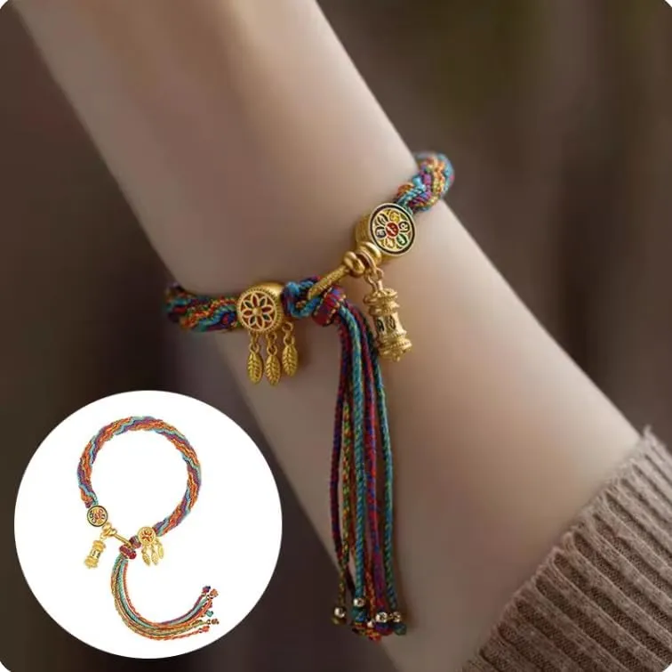 Tibetan Style Hand Woven Bracelet Mini Tibetan Buddhist Mantra Hand Prayer Wheel Bracelets
