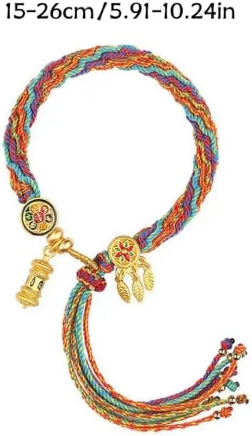 Tibetan Style Hand Woven Bracelet Mini Tibetan Buddhist Mantra Hand Prayer Wheel Bracelets