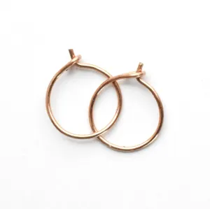 Tiny 14k Rose Gold Fill Hoops 8mm, 24 gauge Handmade Minimalist Earrings in Pink Gold. Hypoallergenic Huggie Hoop Earrings