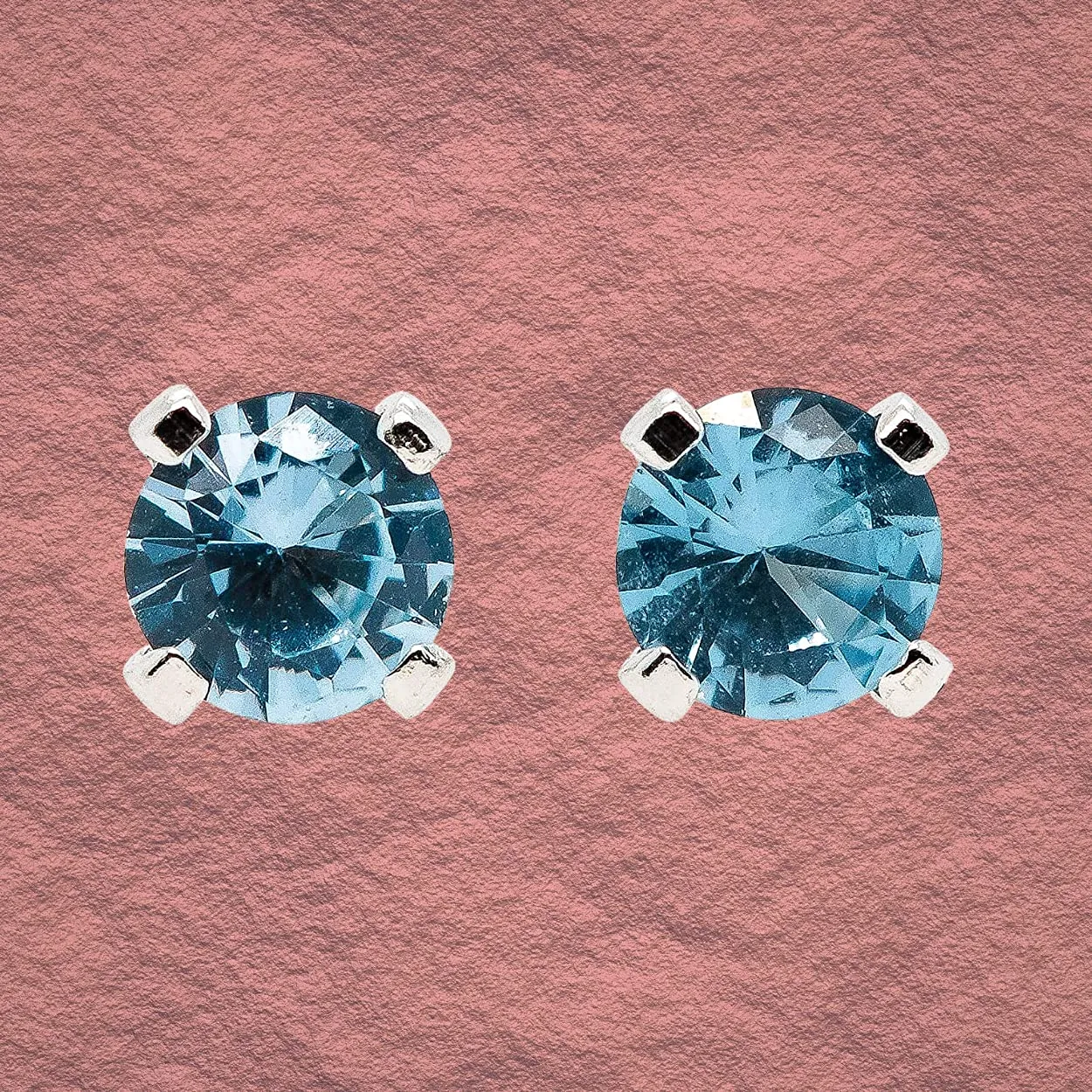 Tiny Birthstone Gemstone Post Stud Earrings in Sterling Silver | Multiple Color Choices & Sizes | Birthday Earrings for Women (3mm, December | Blue Zircon)