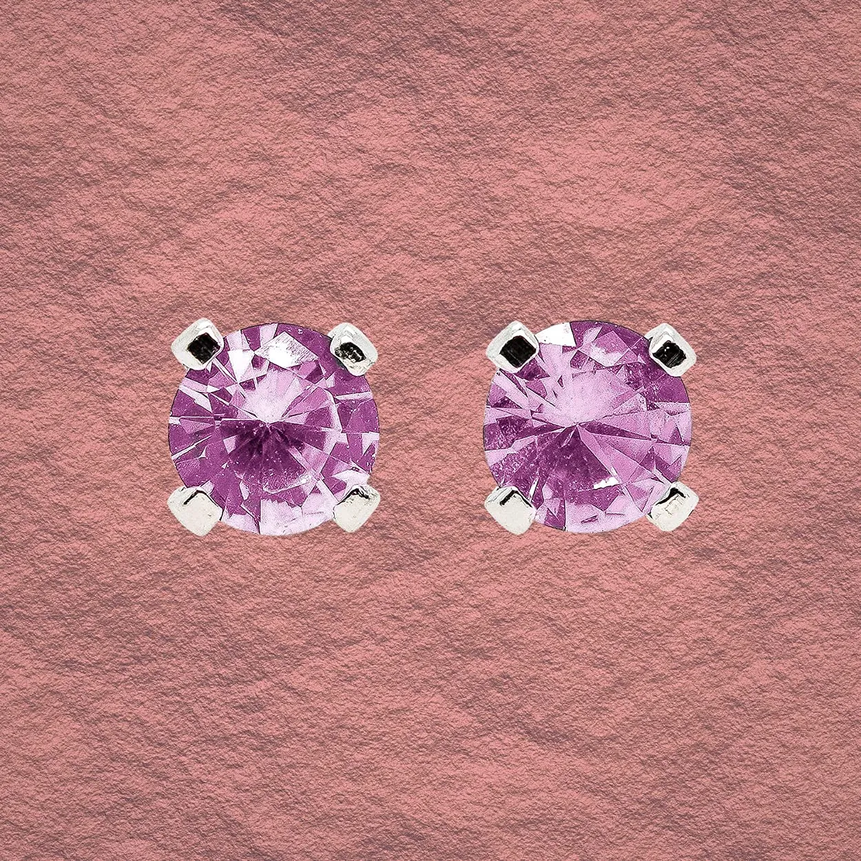 Tiny Birthstone Gemstone Post Stud Earrings in Sterling Silver | Multiple Color Choices & Sizes | Birthday Earrings for Women (3mm, October | Pink Tourmaline)