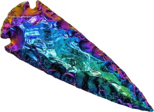 Titanium Aura Quartz Arrowhead, Crystal and Healing Stone Flint Rock Arrow Head - 3" to 4" Arrowheads for DIY Project Craft Point Jewelry Making
