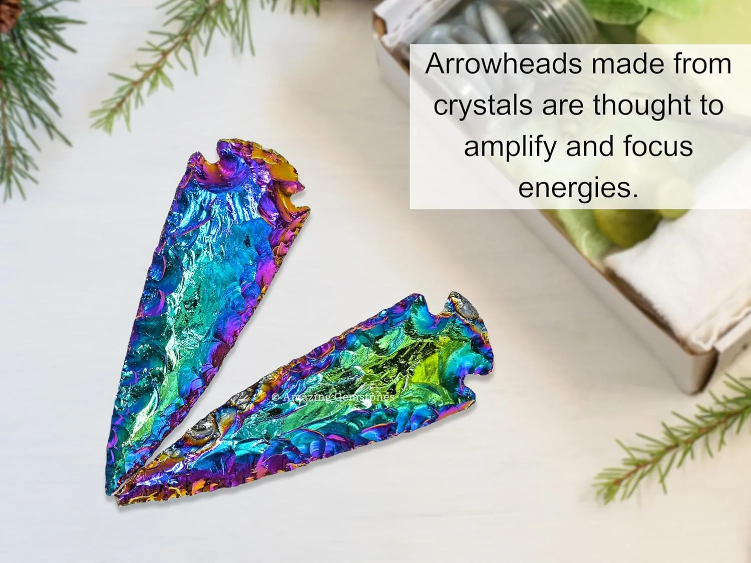 Titanium Aura Quartz Arrowhead, Crystal and Healing Stone Flint Rock Arrow Head - 3" to 4" Arrowheads for DIY Project Craft Point Jewelry Making