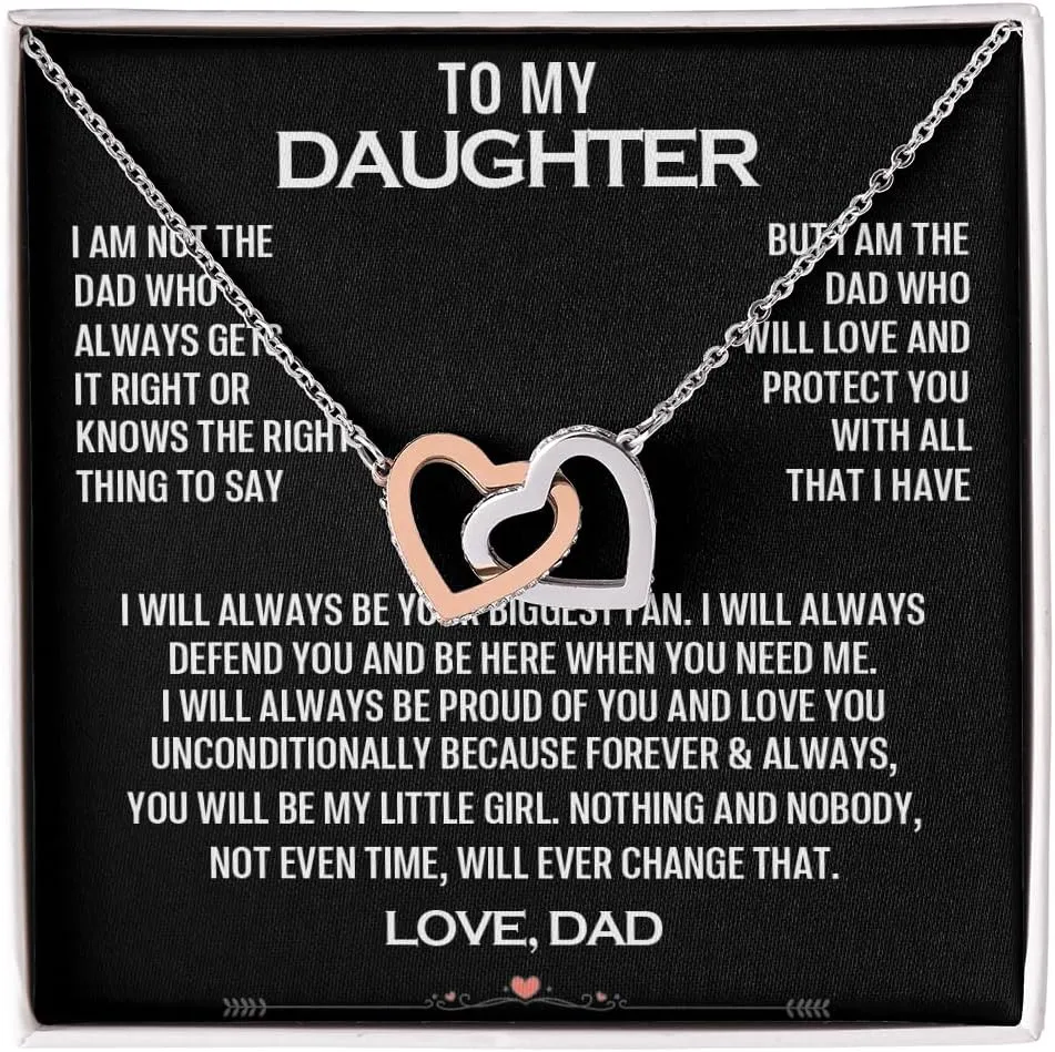 To My Daughter Necklace from Dad with Heartfelt Message and Elegant Box, Gift for Birthday, Graduation, Christmas and More