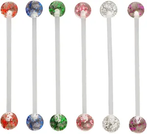 Tongue Rings Steel 6 Pack Soft Rod Earrings Dangling Piercing Jewelry Safe for Skin for Women's