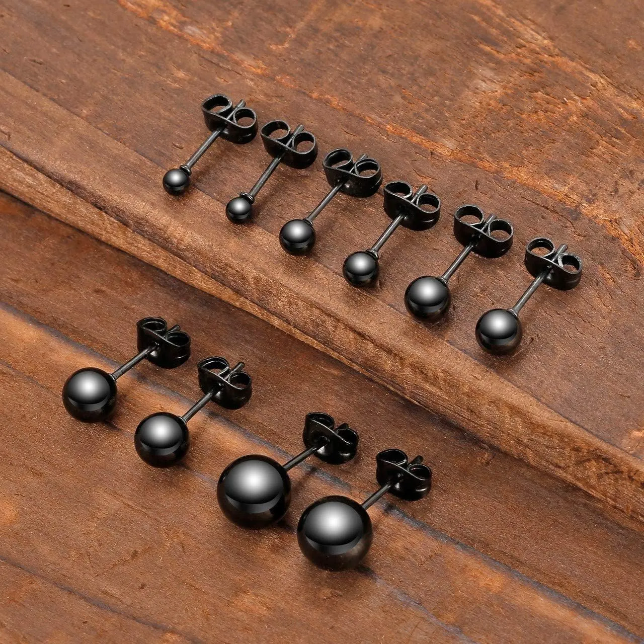 Top Plaza 10Pcs Hypoallergenic Stainless Steel Round Ball Earrings for Women Men Studs Earring Set 3mm-8mm