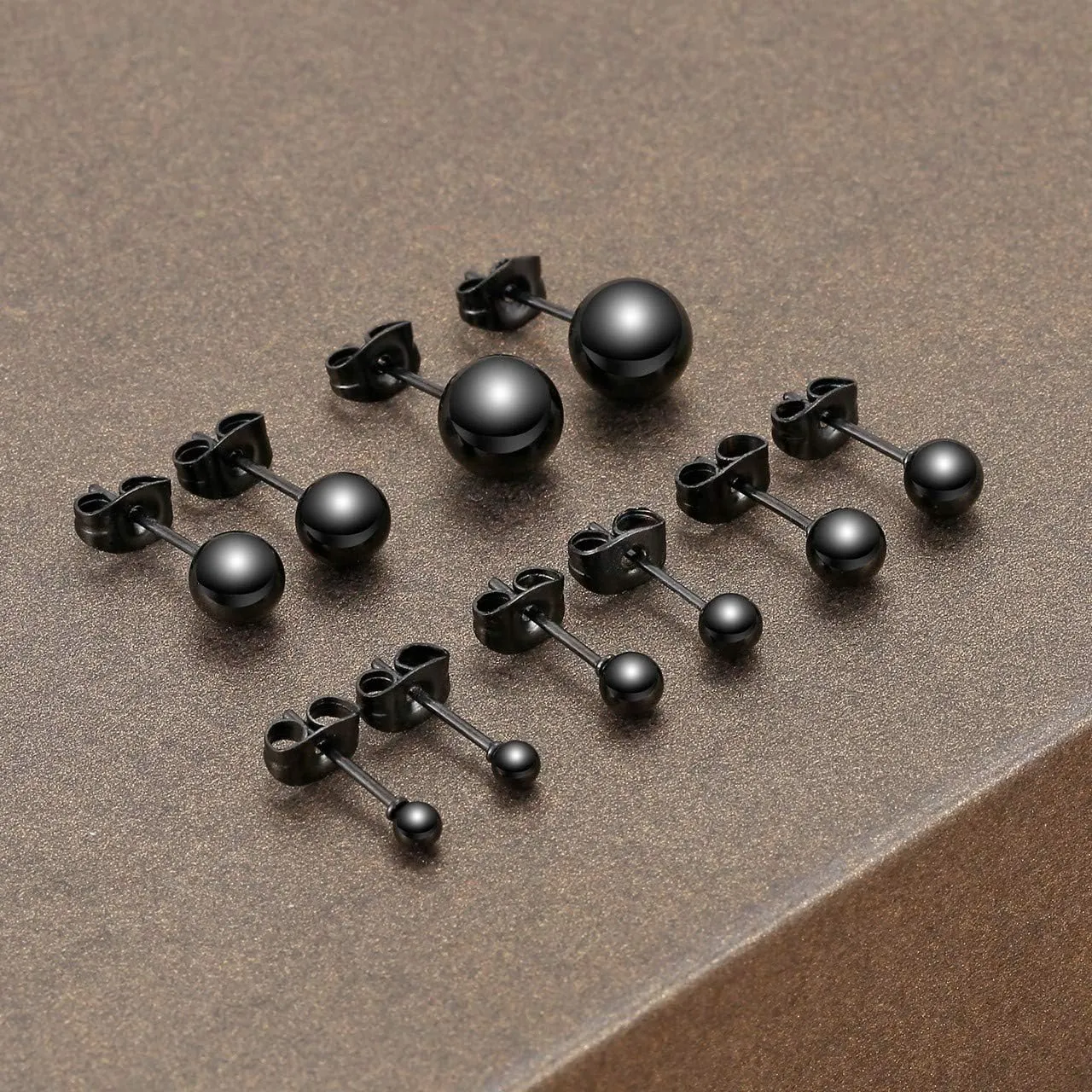 Top Plaza 10Pcs Hypoallergenic Stainless Steel Round Ball Earrings for Women Men Studs Earring Set 3mm-8mm