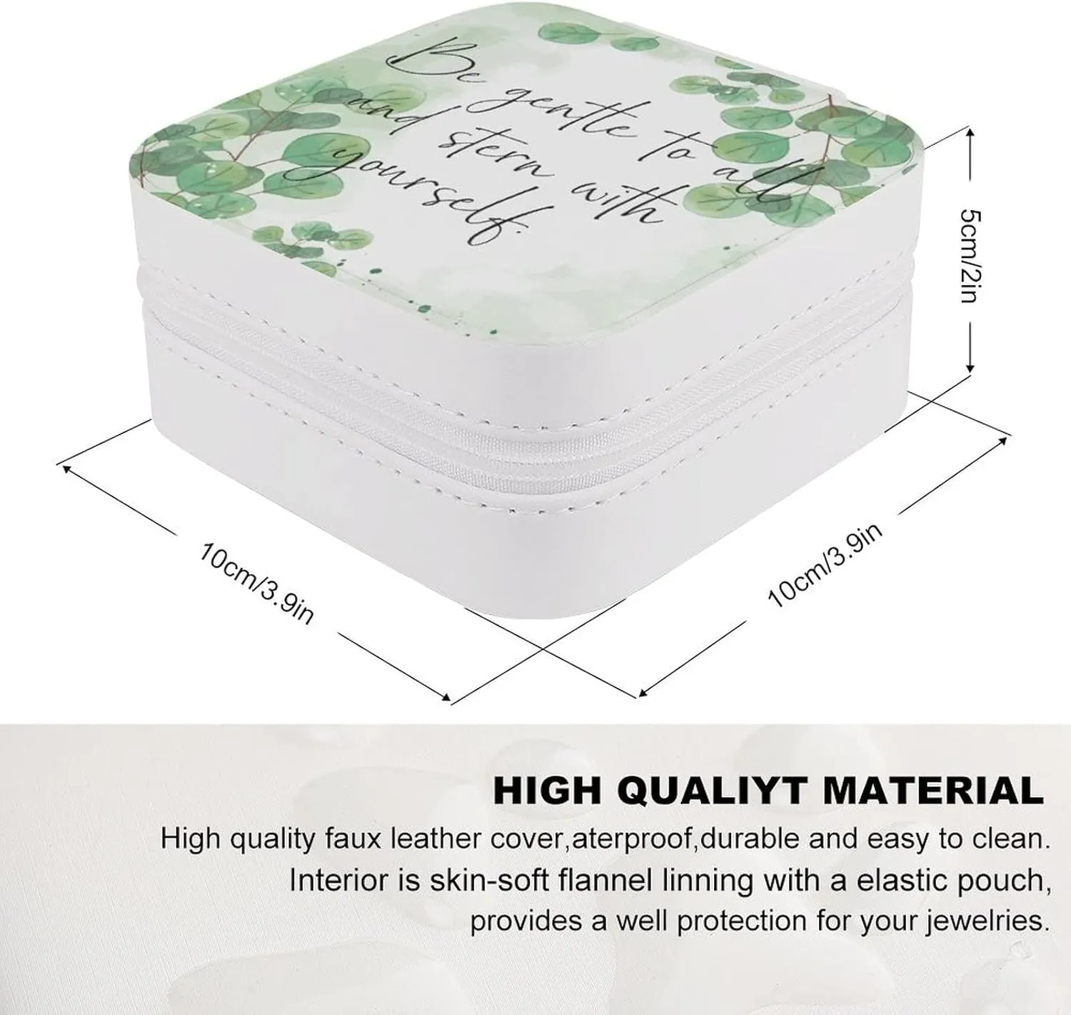 Travel Jewelry Box, Women Leather Small Jewelry Organizer Portable Jewelry Case for Necklace Earrings Rings, Be Gentle to All And Stern with Yourself