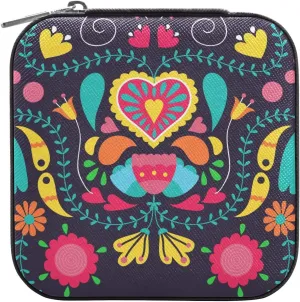 Travel Jewelry Case Jewelry Box Organizer for Women Girls Man Small Mini Portable Jewelry Storage Box for Earring Ring Necklace Boho Black