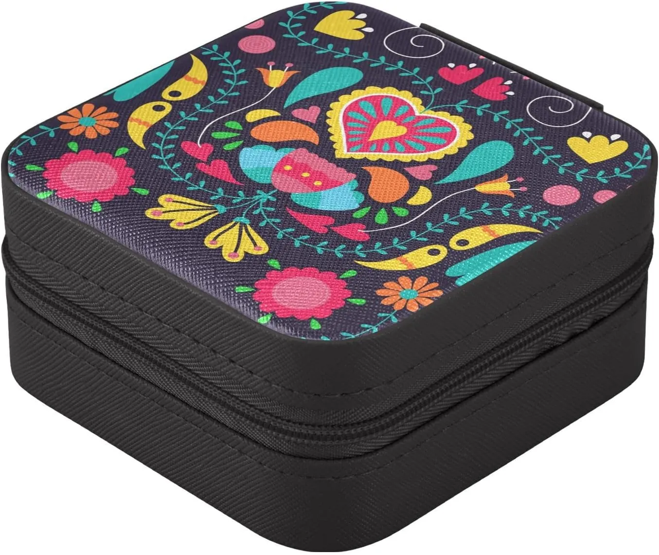 Travel Jewelry Case Jewelry Box Organizer for Women Girls Man Small Mini Portable Jewelry Storage Box for Earring Ring Necklace Boho Black