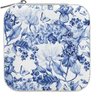 Travel Jewelry Case Jewelry Box Organizer for Women Girls Man Small Mini Portable Jewelry Storage Box for Earring Ring Necklace Flower White