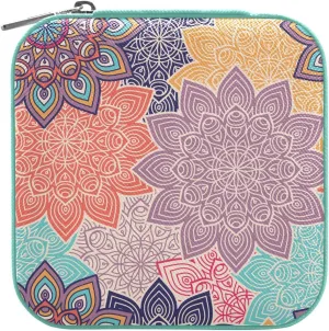 Travel Jewelry Case Jewelry Box Organizer for Women Girls Man Small Mini Portable Jewelry Storage Box for Earring Ring Necklace Mandala Green