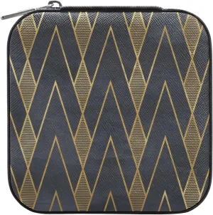 Travel Jewelry Case Jewelry Box Organizer for Women Girls Man Small Mini Portable Jewelry Storage Box for Earring Ring Necklace Simple Pattern Gold Black