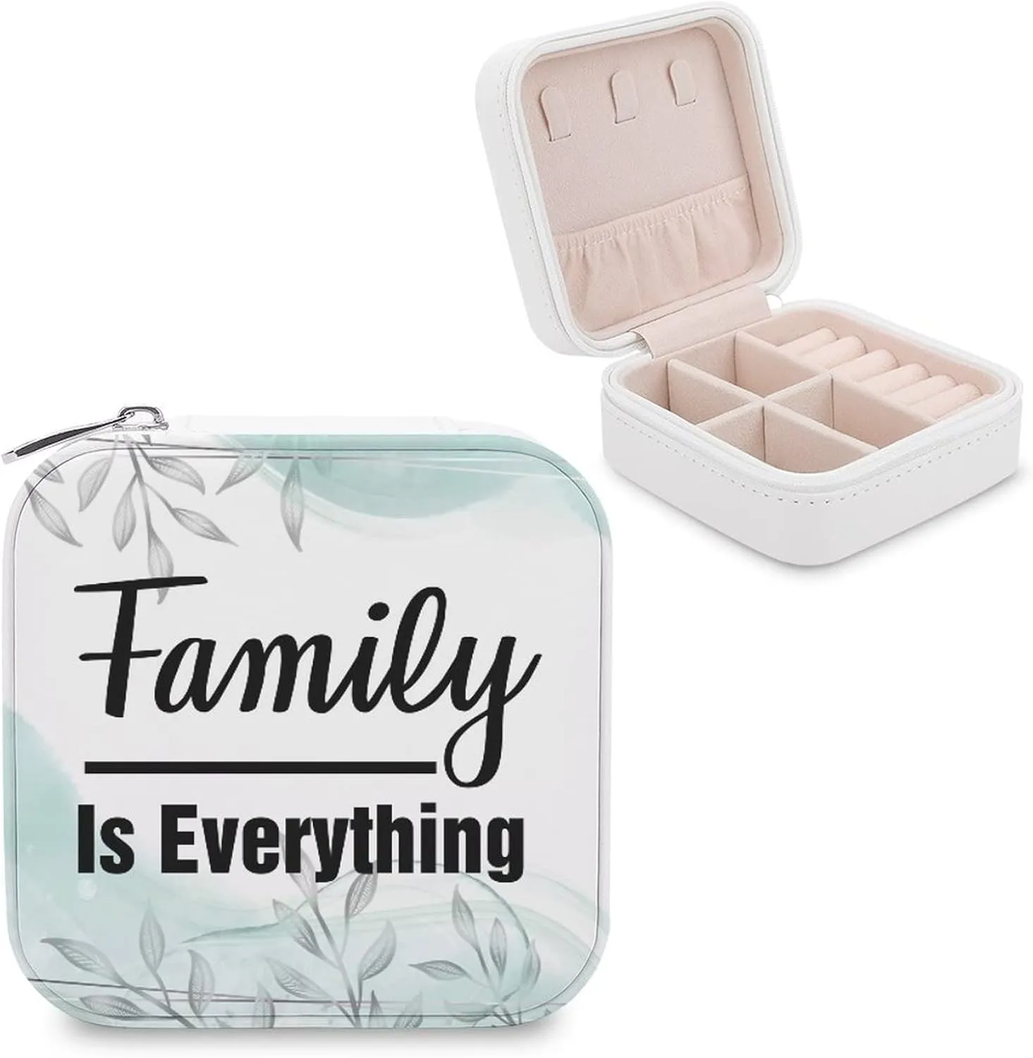 Travel Jewelry Organizer Case, Jewelry Storage Bag for Women Necklace, Earrings, Rings, Bracelet, Gifts for Mom, Girlfriend, Family Is Everything