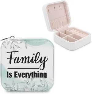 Travel Jewelry Organizer Case, Jewelry Storage Bag for Women Necklace, Earrings, Rings, Bracelet, Gifts for Mom, Girlfriend, Family Is Everything