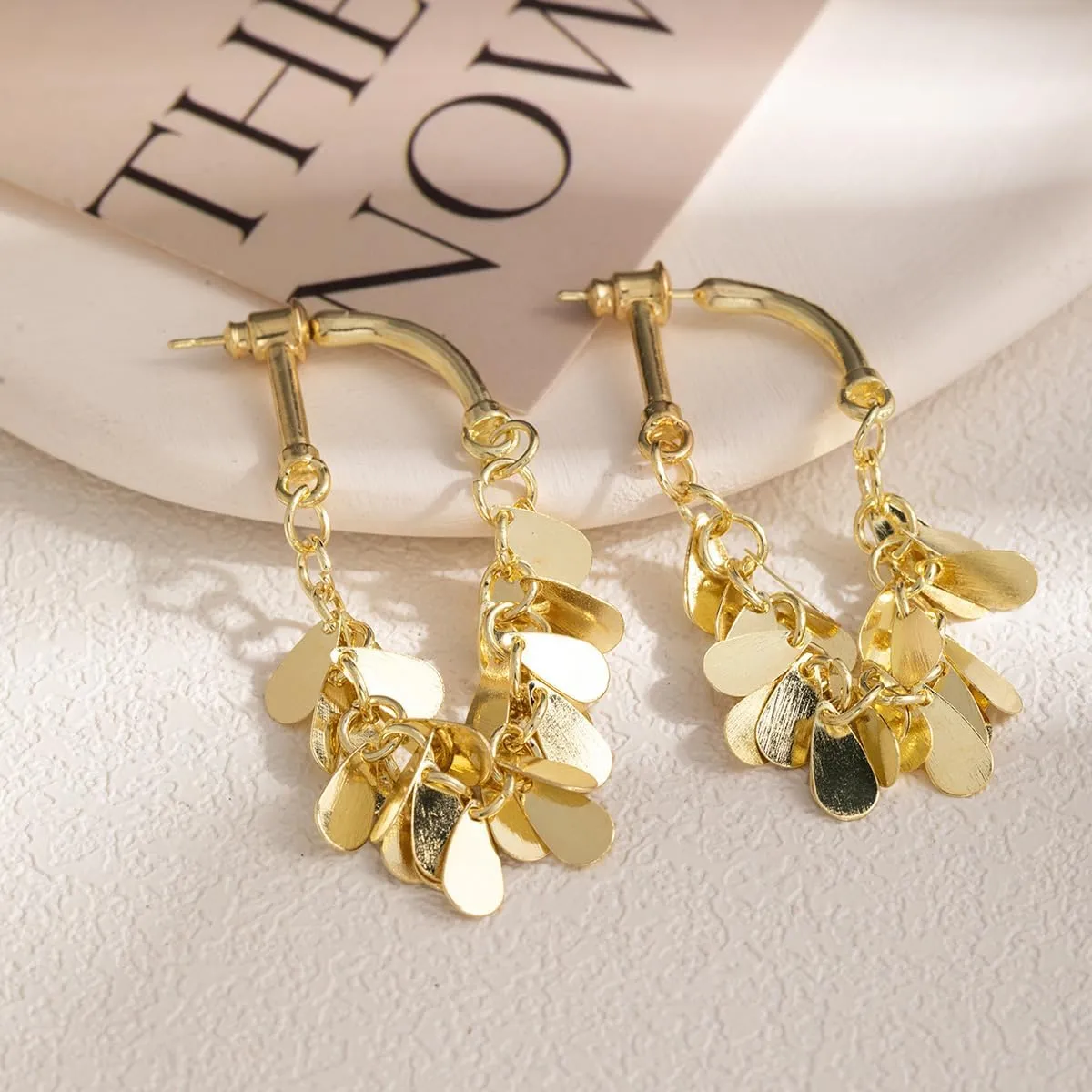 Trendy 18K Gold Plated Dangle Hoop Earrings for Women  Chic Multi-Layered Teardrop Charms, Lightweight Boho Statement Jewelry for Parties, Weddings & Everyday Wear