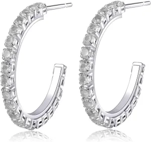 Trendy Austrian Crystal Open Hoop Earrings for Women 14K Gold Plated Hypoallergenic Jewelry Gifts for Women