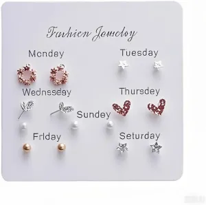 Trendy Earrings for Women Hypoallergenic Fashion Sterling Silver Clear Stud Earring for Sports Womens Summer Gifts