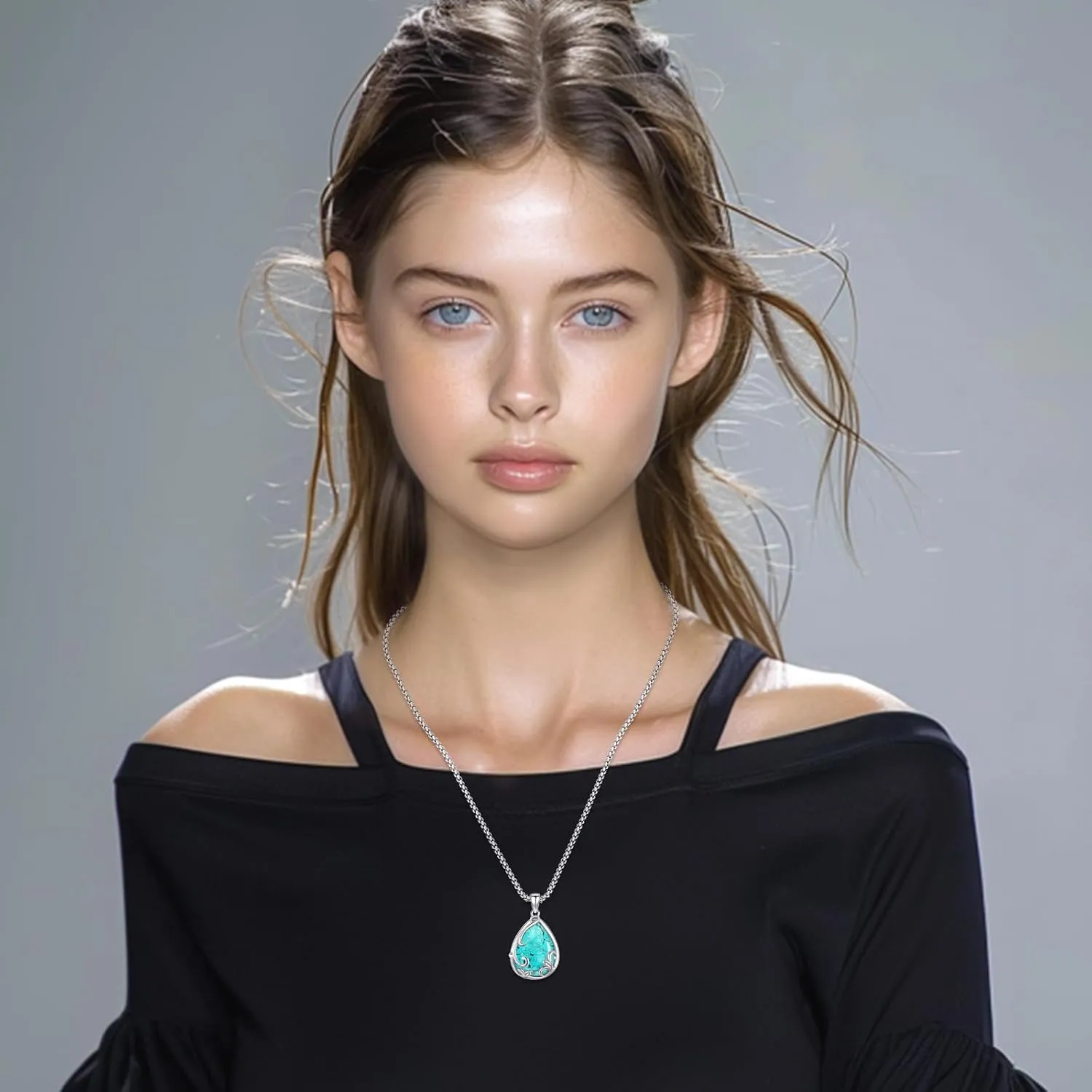 Turquoise Jewelry for Women Men 925 Sterling Silver Pendant Urn Necklaces for Ashes Picture Locket Necklace Thor Hammer Yggdrasil Virgen De Guadalupe St Michael Christopher Judas Witches Knot Necklace
