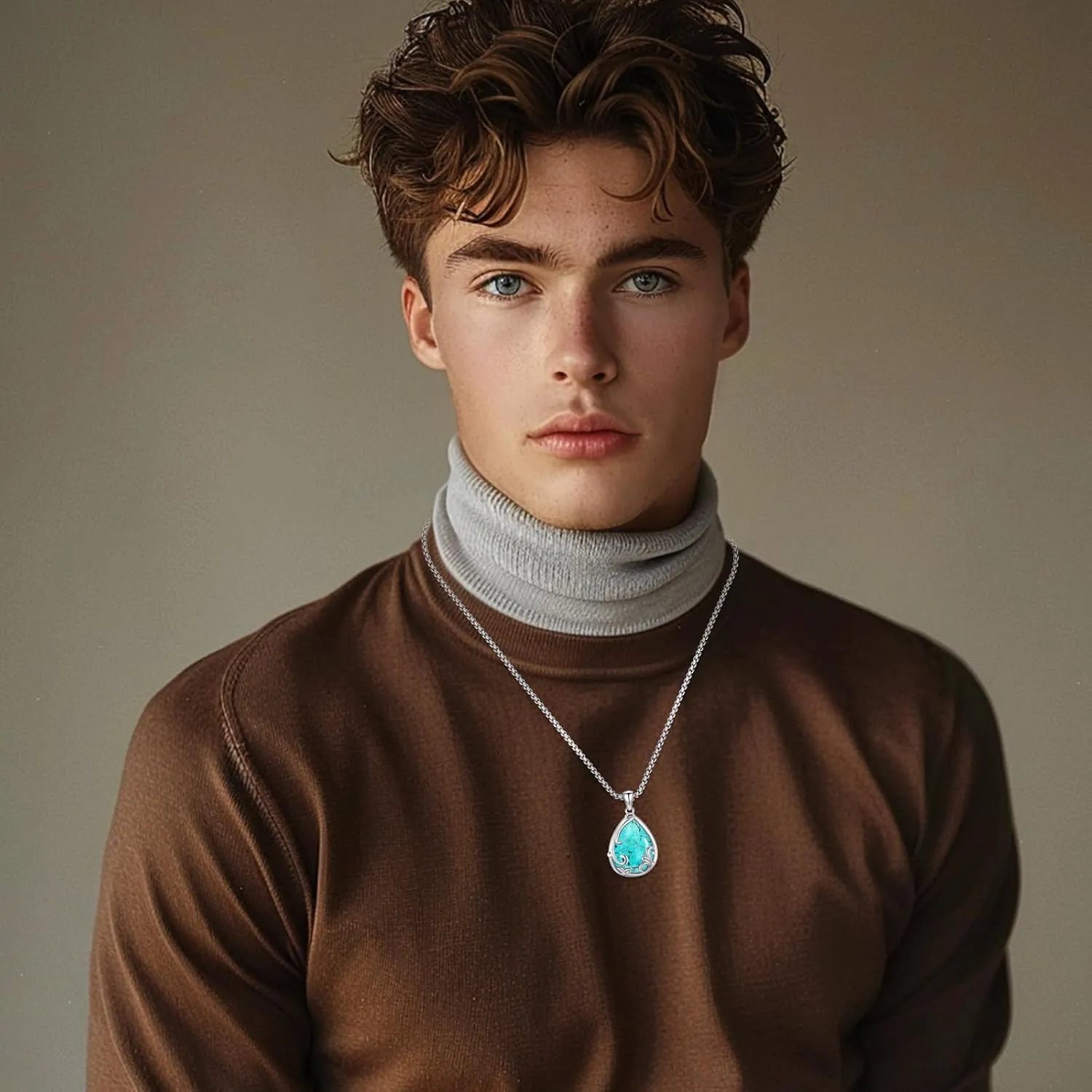 Turquoise Jewelry for Women Men 925 Sterling Silver Pendant Urn Necklaces for Ashes Picture Locket Necklace Thor Hammer Yggdrasil Virgen De Guadalupe St Michael Christopher Judas Witches Knot Necklace