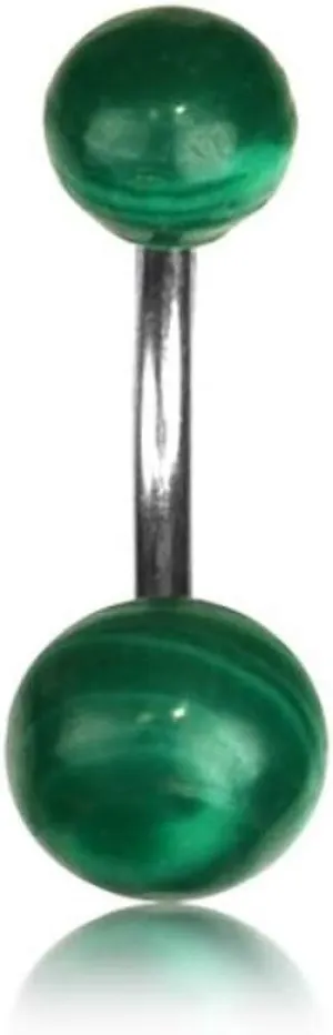 Turquoise or Green Malachite Belly Button Ring Piercing for Women - Navel Belly Button Rings with Surgical Steel