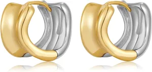 Two Tone Hoop Earrings For Women Gold And Silver Hoop Earrings Two Tone Twisted Statement Earrings Chunky Mixed Metal Earrings Fashion Jewelry Gift