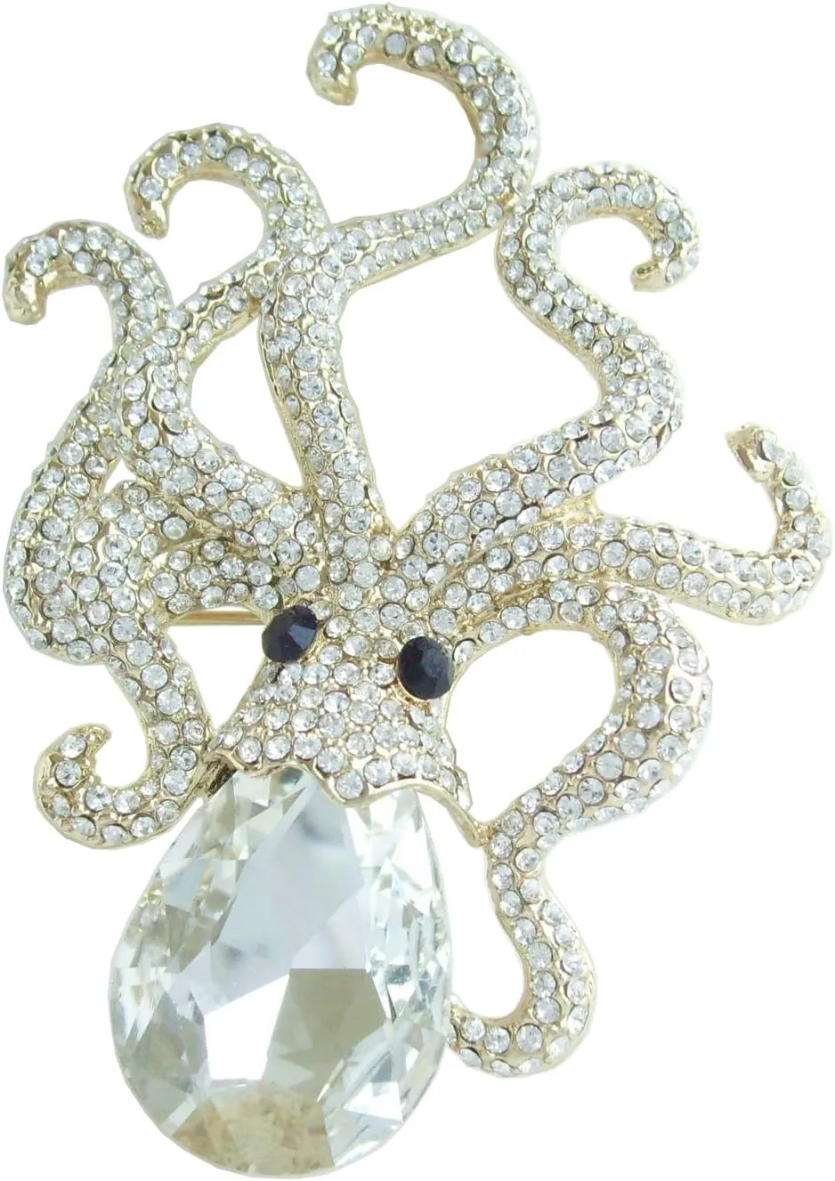 Unique 3.15" Austrian Crystal Octopus Brooch Pin Pendant BZ5097