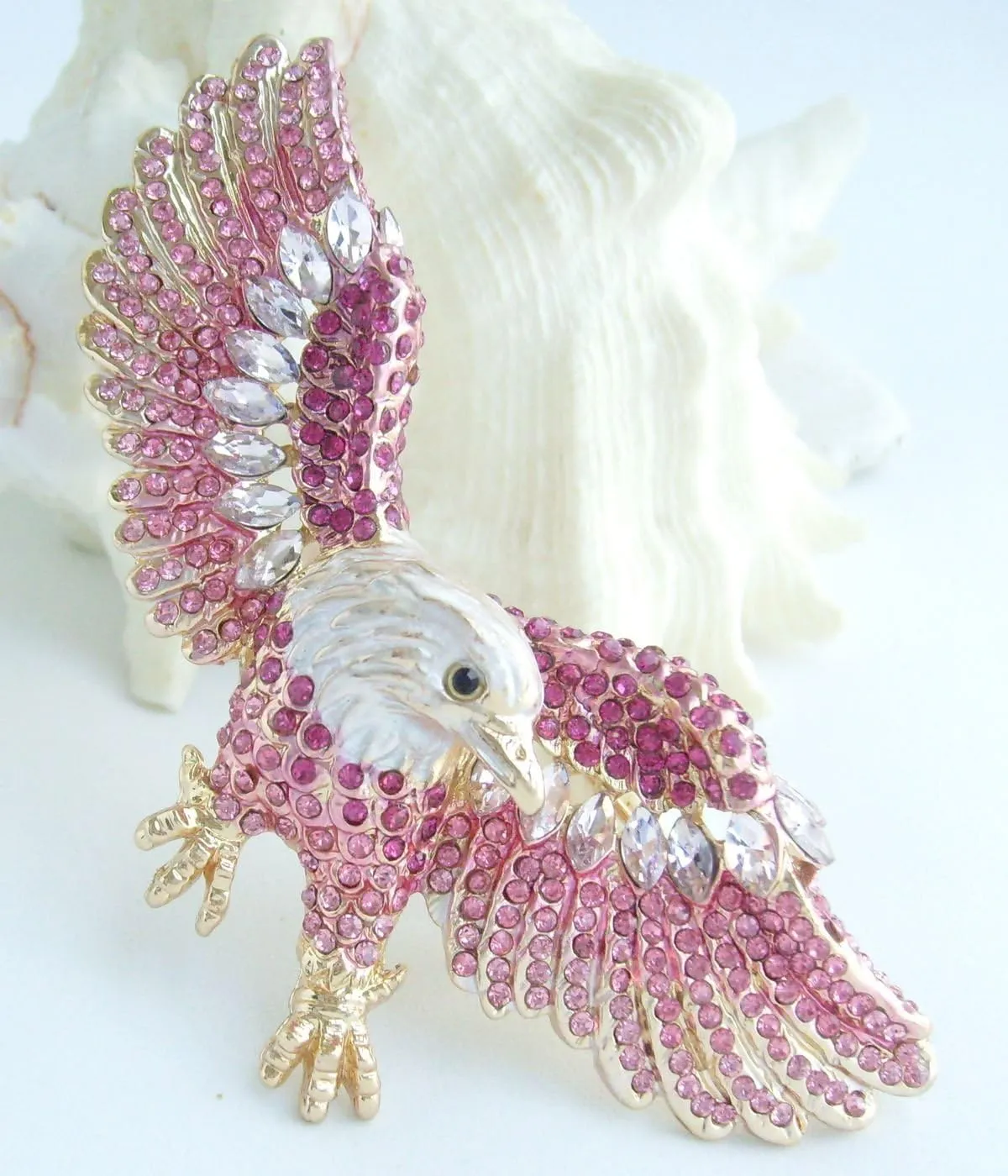 Unique 3.15" Eagle Brooch Pin Rhinestone Crystal Pendant BZ4717