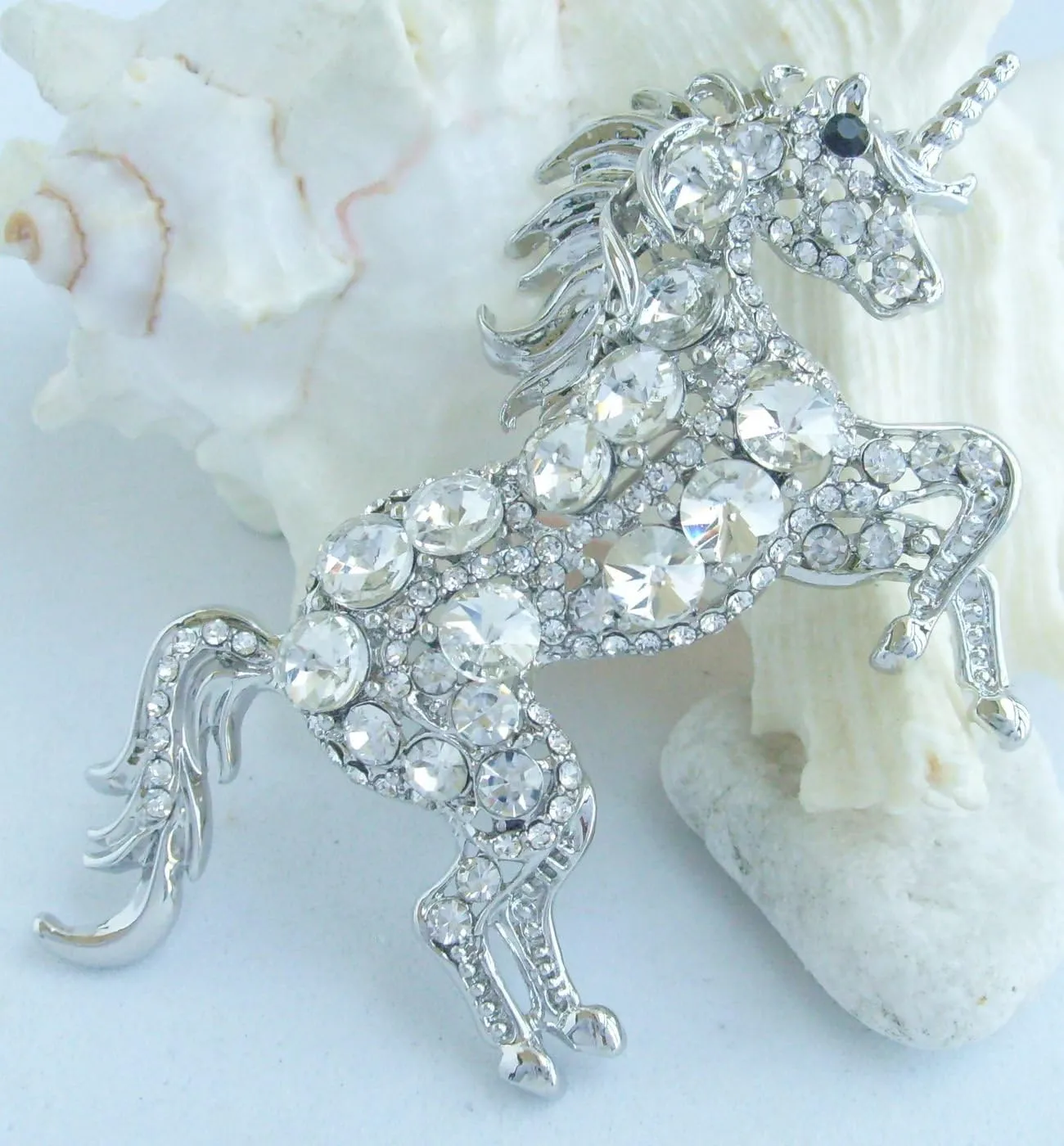 Unique Animal Unicorn Horse Brooch Pin Pendant Austrian Crystal BZ6172