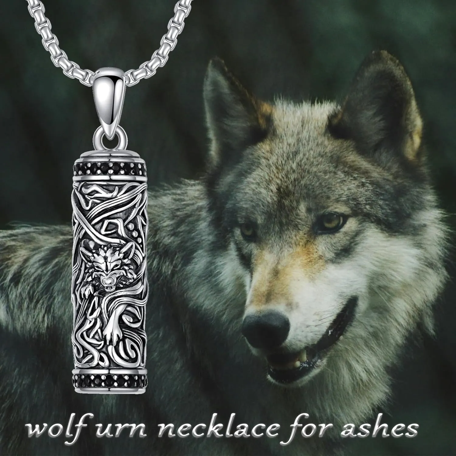 Urn Necklaces for Ashes 925 Sterling Silver Wolf Eagle Dragon Butterfly Sunflower Urn Keepsake Pendant Cremation Jewelry Gifts for Women Men