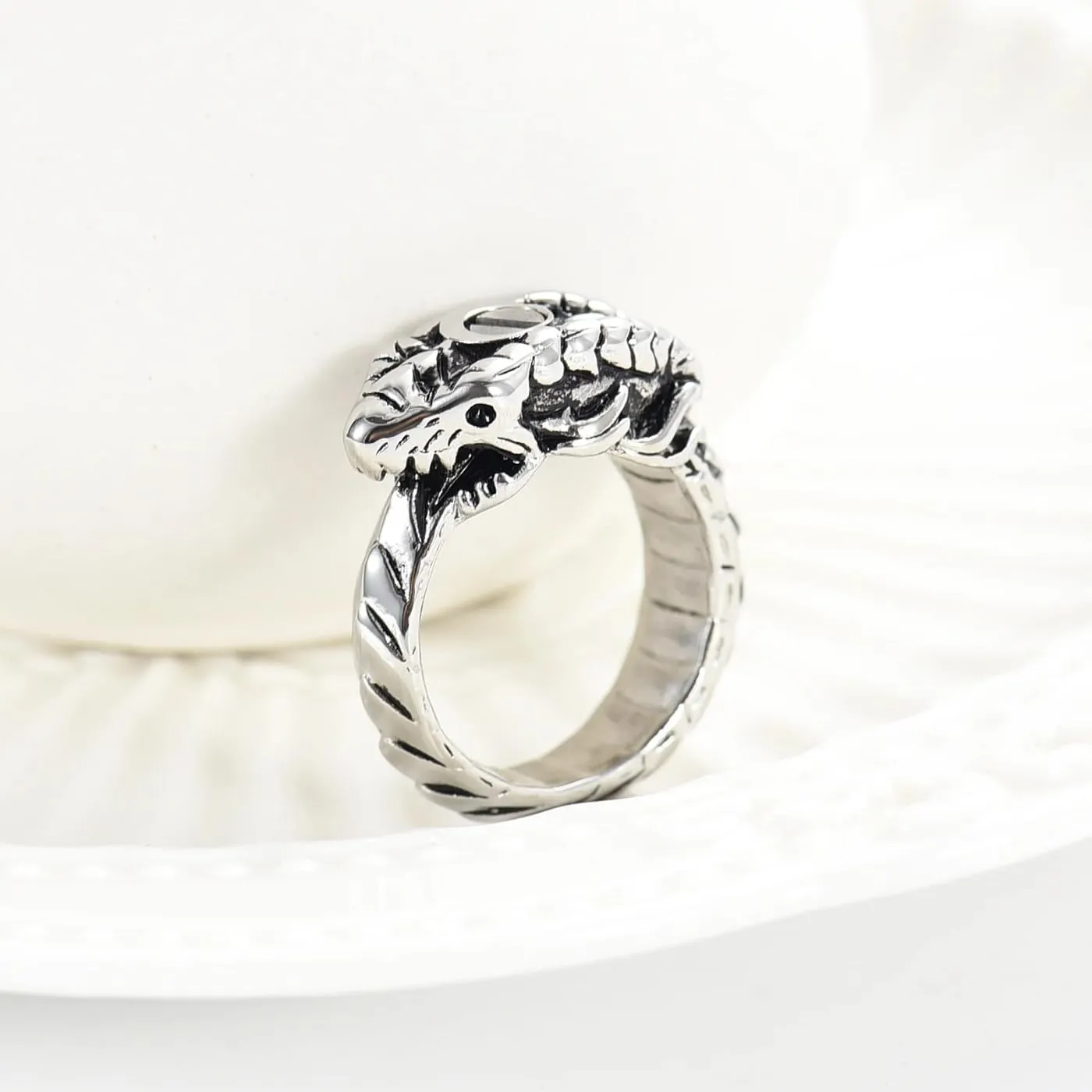 Urn Rings For Ashes Ouroboros Cremation Urn Ring For Ashes Stainless Steel Memorial Jewelry Loved Ones Ash Holder Keepsake Rings For Men Women Gifts-T11