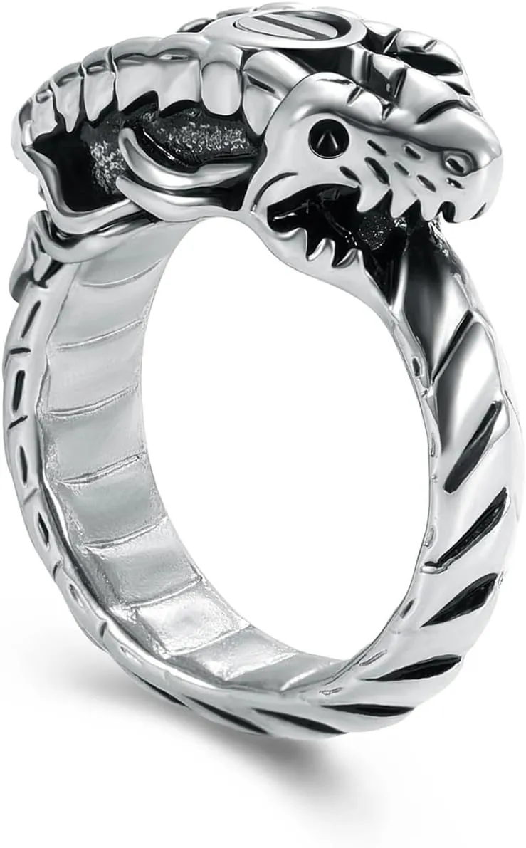 Urn Rings For Ashes Ouroboros Cremation Urn Ring For Ashes Stainless Steel Memorial Jewelry Loved Ones Ash Holder Keepsake Rings For Men Women Gifts-T11