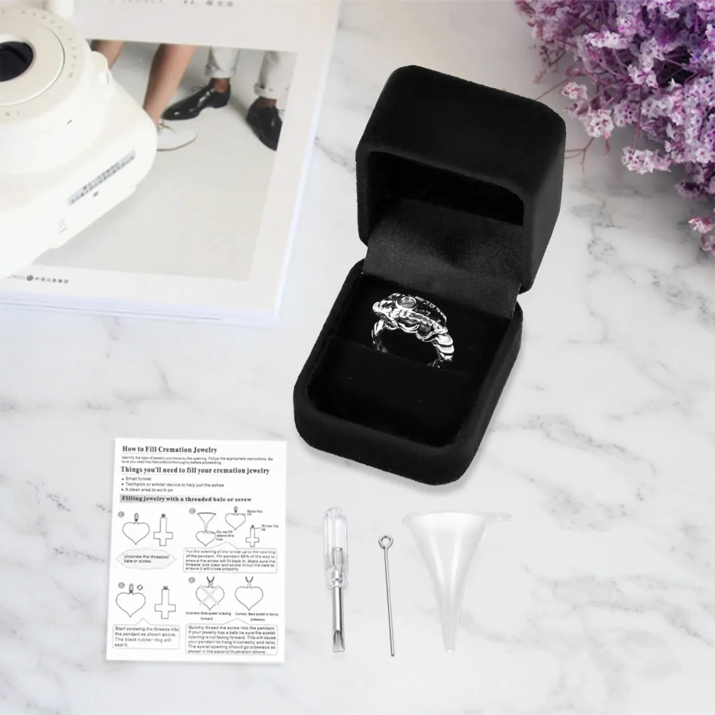 Urn Rings For Ashes Ouroboros Cremation Urn Ring For Ashes Stainless Steel Memorial Jewelry Loved Ones Ash Holder Keepsake Rings For Men Women Gifts-T11