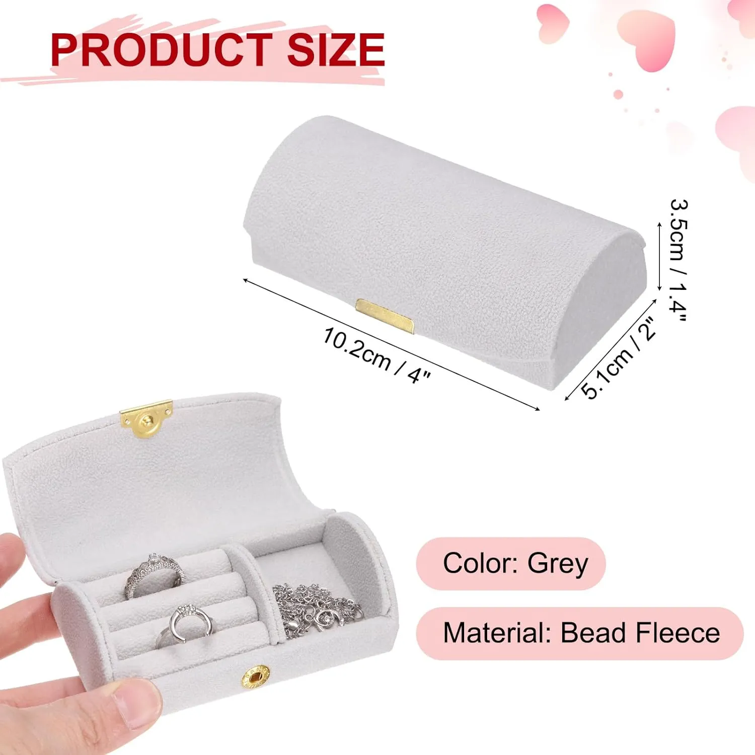 uxcell Small Travel Jewelry Box, Ring Box Jewelry Holder Portable Jewelry Storage Organizer Case for Rings Necklace Earrings Gift for Women Girls with Gift Box, Grey