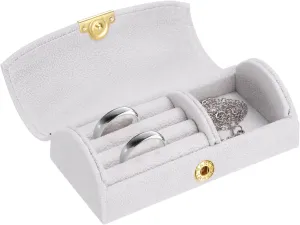 uxcell Small Travel Jewelry Box, Ring Box Jewelry Holder Portable Jewelry Storage Organizer Case for Rings Necklace Earrings Gift for Women Girls with Gift Box, Grey