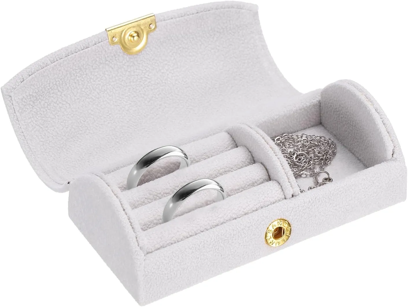 uxcell Small Travel Jewelry Box, Ring Box Jewelry Holder Portable Jewelry Storage Organizer Case for Rings Necklace Earrings Gift for Women Girls with Gift Box, Grey