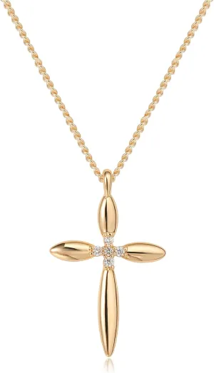 Valloey Rover Cross Necklace for Women,Dainty 14K Real Gold Plated Diamond Cubic Zirconia Cross Crucifix Faith Pendant Necklace Trendy Christian Easter Basket Essentials Stuffers Religious Jewelry Gifts for Women Mom
