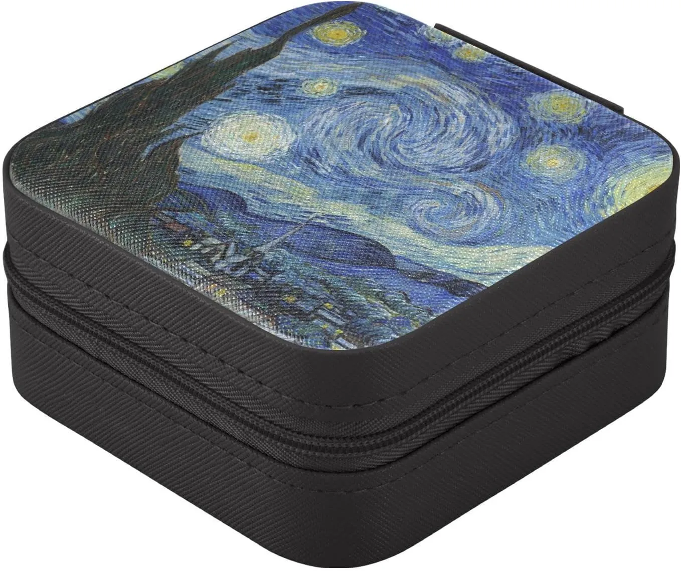 Van gogh Starry Night Blue Travel Jewelry Case Jewelry Box Organizer for Women Girls Man Small Mini Portable Jewelry Storage Box for Earring Ring Necklace