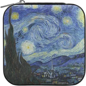 Van gogh Starry Night Blue Travel Jewelry Case Jewelry Box Organizer for Women Girls Man Small Mini Portable Jewelry Storage Box for Earring Ring Necklace