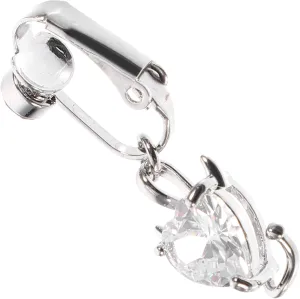 VANZACK Fake Belly Button Ring for Women Non Piercing Dangle Navel Ring with Heart Design Stylish Clip Jewelry for Daily Wear Vacation Cz Zirconia