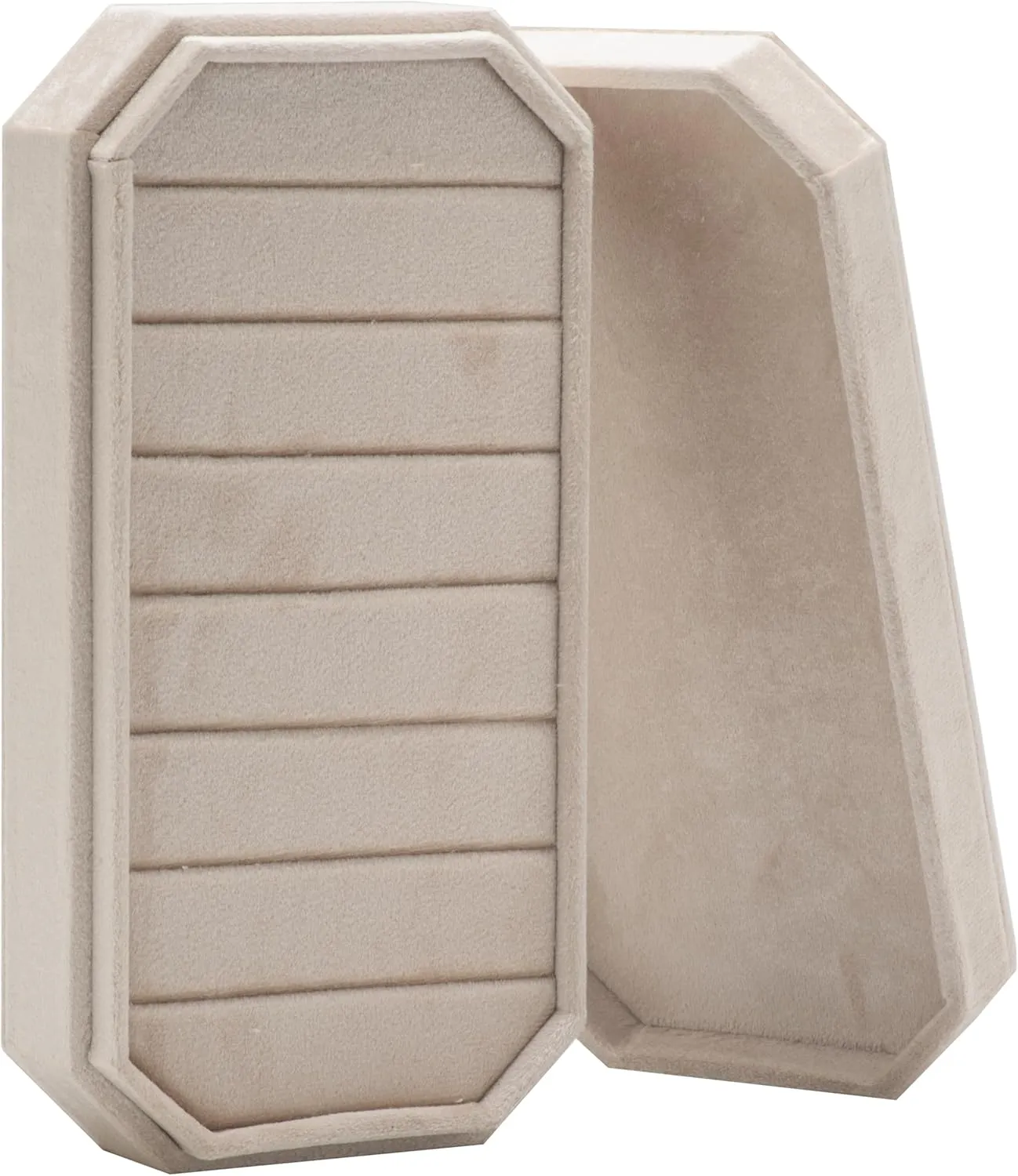 Velvet Ring Organizer Display Tray Jewelry Box Earring Holder Case for Wedding Birthday Christmas Day (Beige)