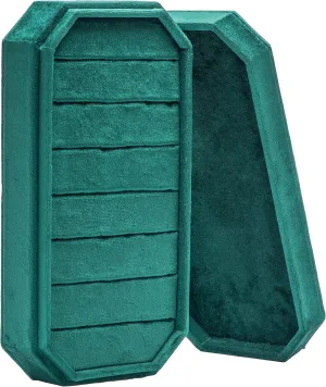 Velvet Ring Organizer Display Tray Jewelry Box Earring Holder Case for Wedding Birthday Christmas Day (Green)