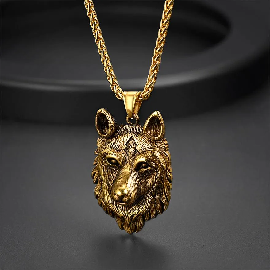Viking Wild Wolf Pendant Necklace Norse Jewelry For Men