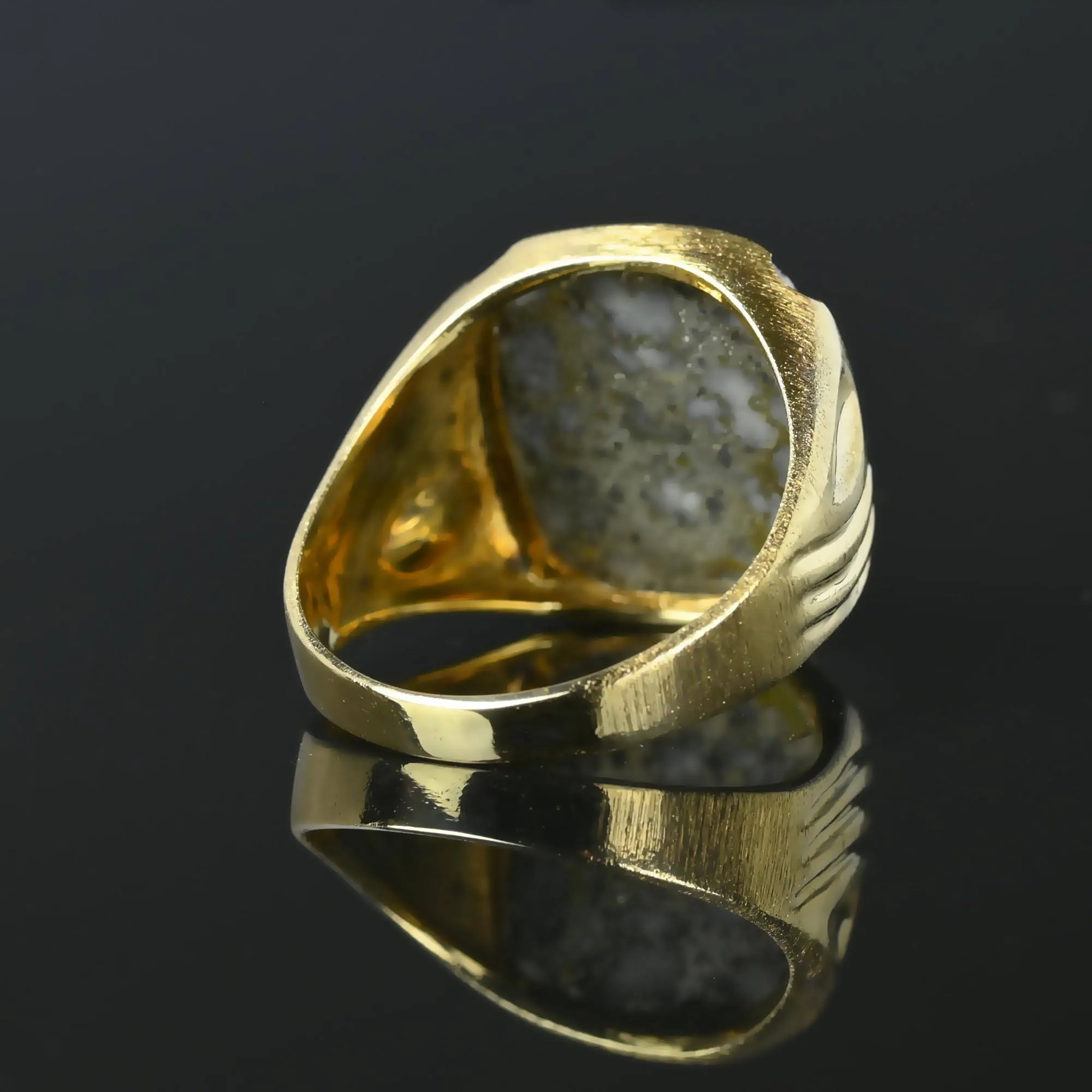 Vintage 10K Yellow Gold Silver in Quartz Ring