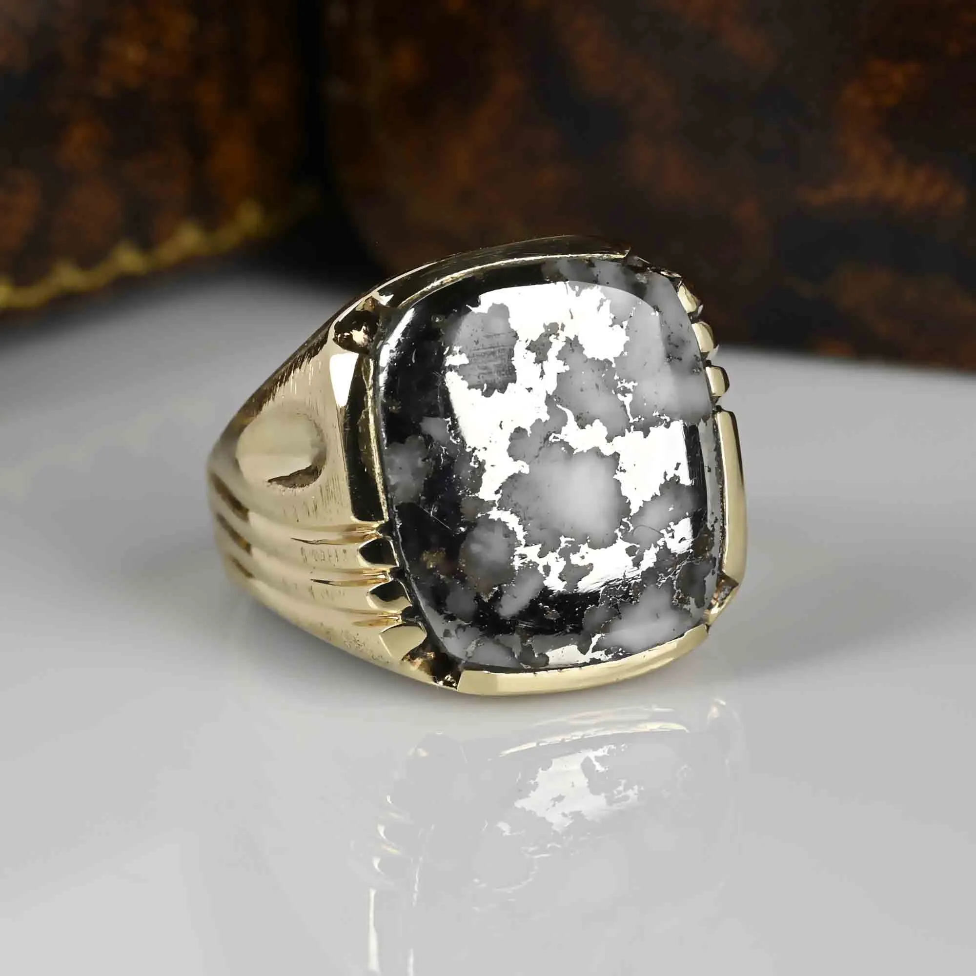 Vintage 10K Yellow Gold Silver in Quartz Ring